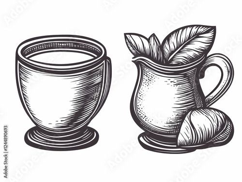 Vintage Illustration of Tea...