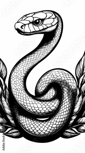 Coiled Snake Illustration w...