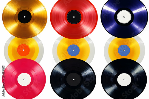 Nine Colorful Vinyl Records...