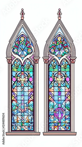 Two Vibrant Stained Glass W...