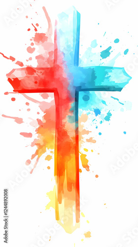 Vibrant Watercolor Cross Pa...