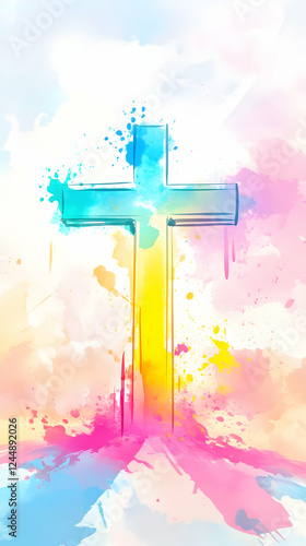 Vibrant Watercolor Cross Pa...