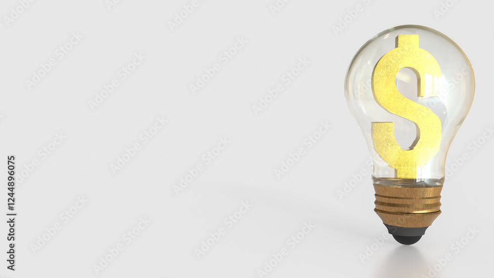 The Gold dollar symbol in Light Bulb for Business concept 3d rendering. The Gold dollar symbol in Light Bulb for Business concept 3d rendering.