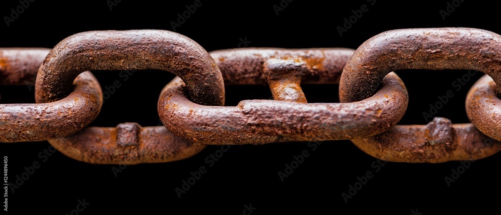 A close-up of a rusty chain link, showcasing texture and wear. A close-up of a rusty chain link, showcasing texture and wear.