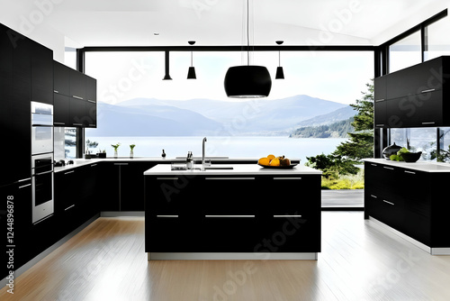 Modern Black Kitchen with S...
