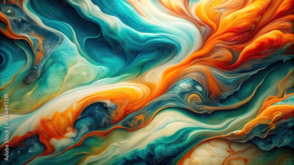 Abstract Swirling Hues of Teal, Orange, and Cream A Fluid, Dynamic Composition Abstract Swirling Hues of Teal, Orange, and Cream A Fluid, Dynamic Composition