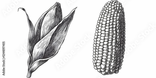 Detailed Corn Cob and Husk ...