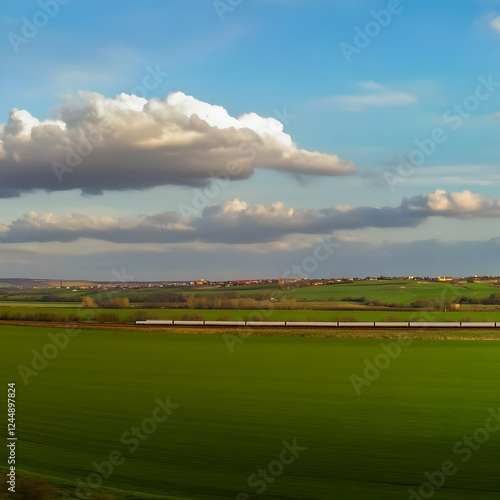 Long White Train Passes Thr...