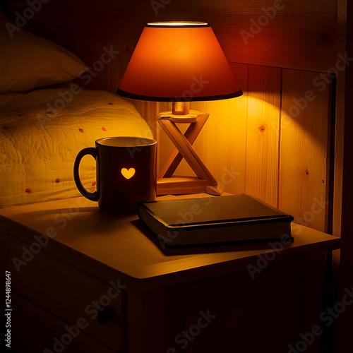Cozy Bedside Table with Lam...