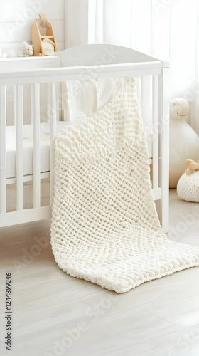 Cozy White Knitted Blanket ...