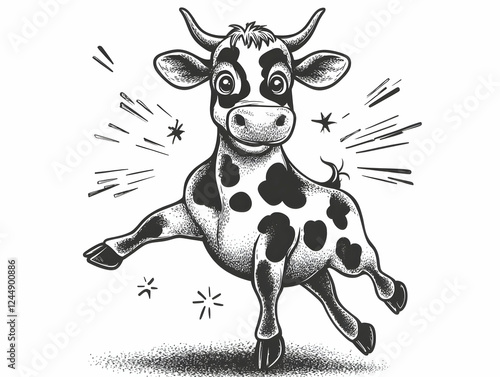Playful Spotted Calf Leaps ...