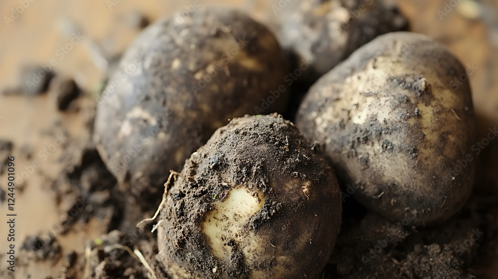 Dirt-Covered Potatoes Fresh from the Ground Dirt-Covered Potatoes Fresh from the Ground