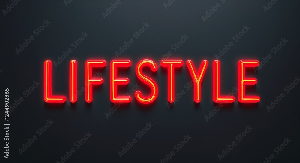 lifestyle word lettering with neon red glow on plain black dark background lifestyle word lettering with neon red glow on plain black dark background