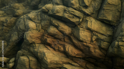 Rough Rock Face with Cracks...