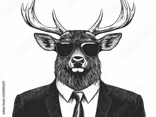 Stylish Deer Wears Sunglass...