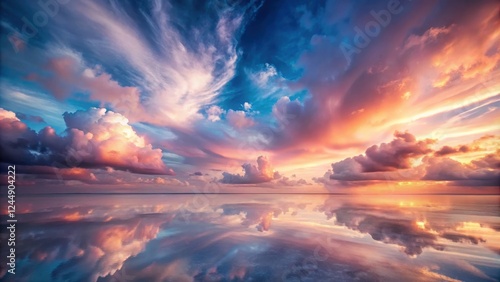 Serene Sunset Reflection A Captivating Display of Colorful Clouds and Tranquil Waters