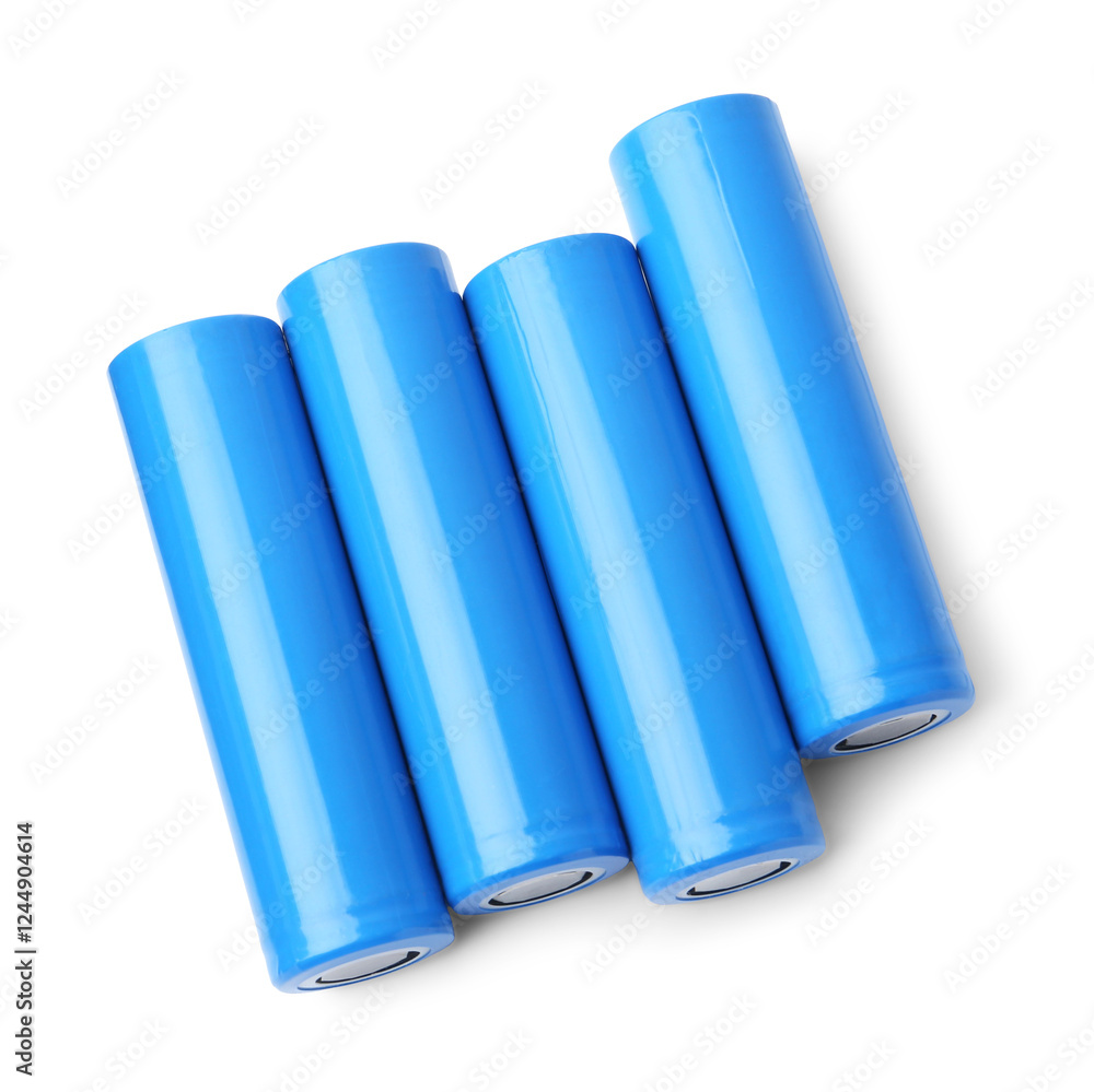 Many AA cell batteries isolated on white, top view Many AA cell batteries isolated on white, top view
