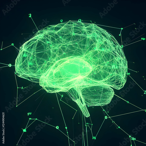 3D Wireframe Brain Illustra...