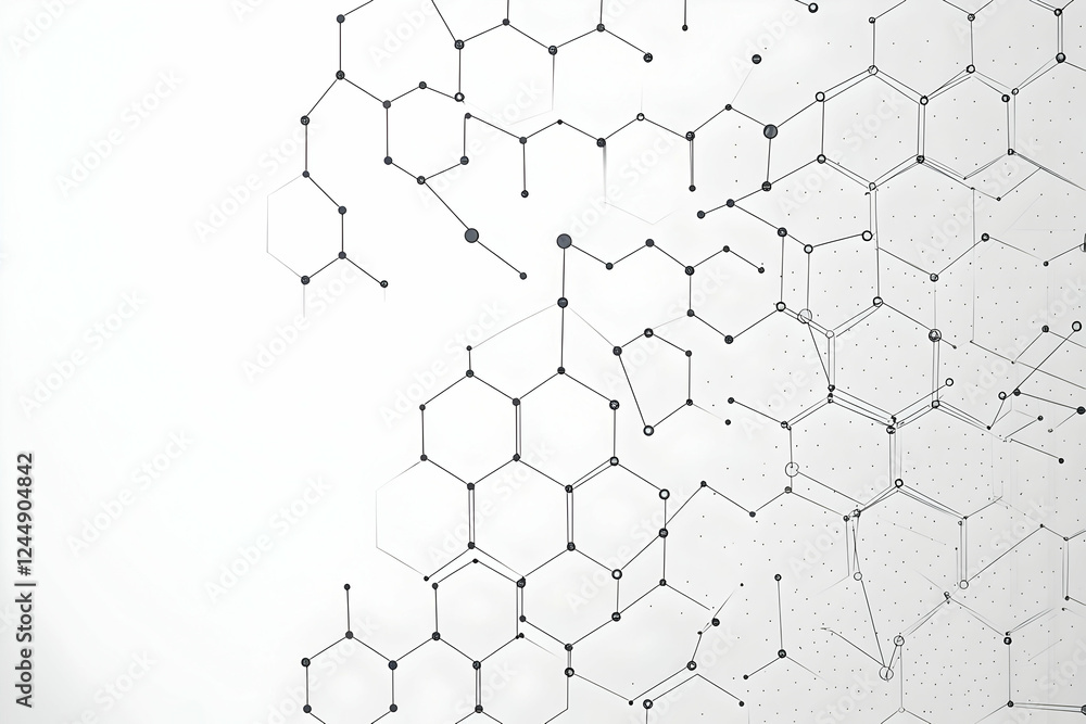 Fototapeta premium Abstract Hexagonal Network Pattern Forms a Complex Structure with Connecting Dots and Lines