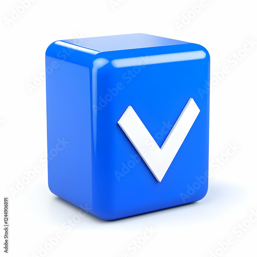 3D Blue Cube with a White C...