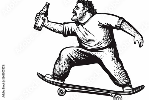 Man Skateboarding While Hol...