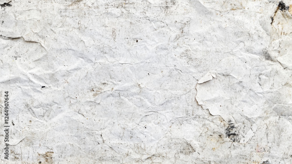 Fototapeta premium White recycled craft paper texture as background. Grey paper texture, Old vintage page or grunge vignette of old newspaper. Pattern rough art creased grunge letter. Hardboard with copy space for text.