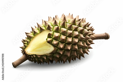 Ripe Durian Fruit Partially...