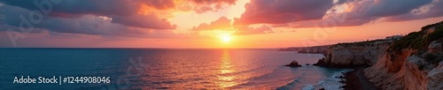 Rotonda in Avola, Sicily with sea and sky at sunset, tramonto, aria pulita