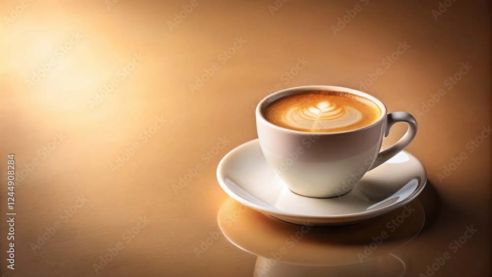 Warm Latte Art in a White Cup on a Saucer Warm Latte Art in a White Cup on a Saucer