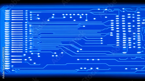 Blue Circuit Board Shows Co...