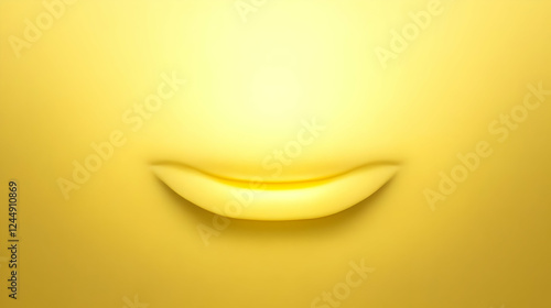 3D Rendered Yellow Lips Smi...