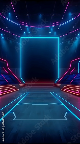 Futuristic Neon-Lit Stage w...