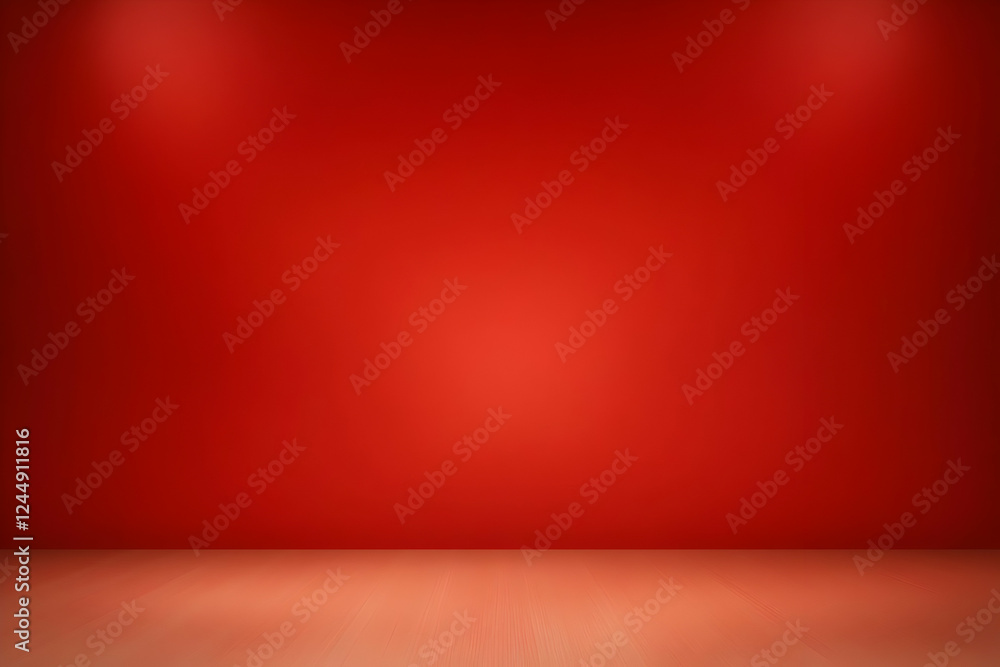 Red Room with Wooden Floor and Spotlights Creates Dramatic Ambiance Red Room with Wooden Floor and Spotlights Creates Dramatic Ambiance