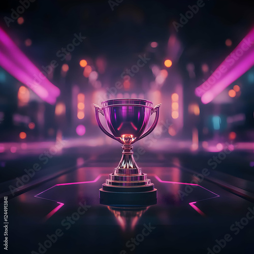A Gleaming Trophy Sits on a...