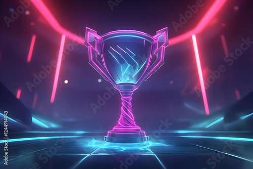 3D Futuristic Trophy Shines...