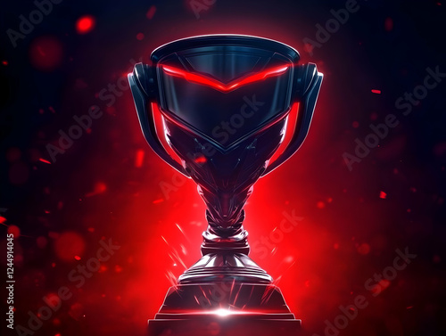 Futuristic Trophy Glows Red...