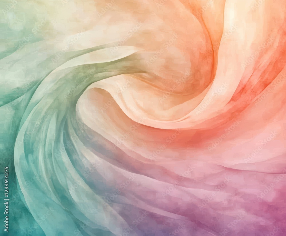 Obraz premium Abstract watercolor gradient background, soft coral lavender teal peach gentle swirl texture banner, poster header design 