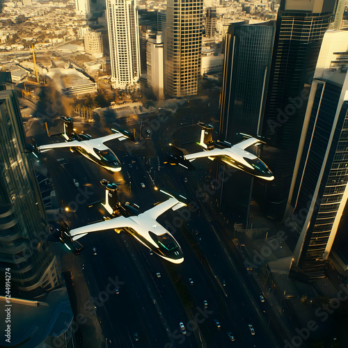 Futuristic Air Taxis Fly Ov...