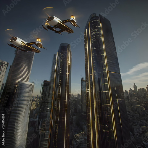 Futuristic Air Taxis Fly Ov...