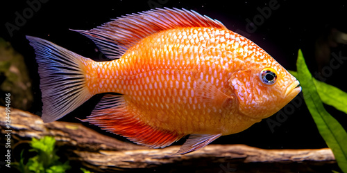 Vibrant Orange Fish Swims G...