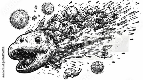 Whimsical Space Fish Swims ...