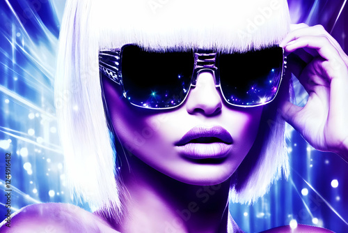 Stylish Woman Wears Sunglas...