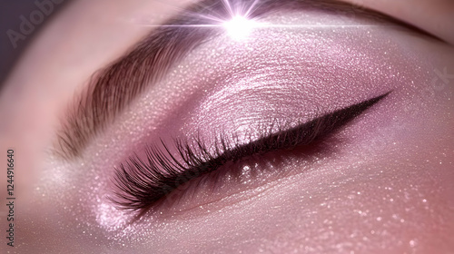 Closed Eye with Pink Glitte...