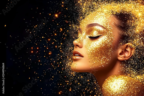 Golden Glamour: Woman with ...