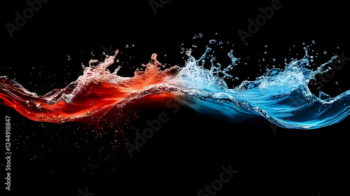Red and Blue Liquid Splashe...