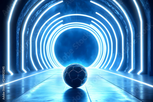 Black Soccer Ball Sits in F...