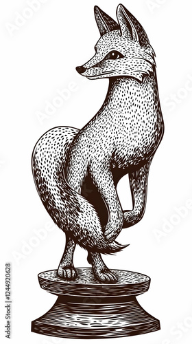 Stylized Fox Statue Stands ...