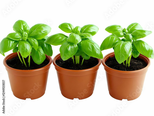 Three Fresh Basil Plants Gr...