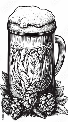 Detailed Foamy Beer Mug Ill...