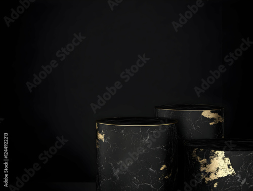 Black Marble Cylindrical Pe...